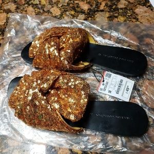 Zara Sequin Gold Slides